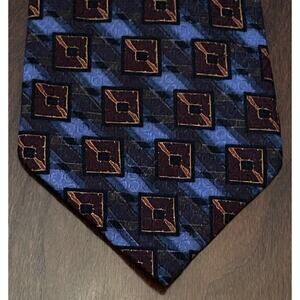 Vintage Zinc Blue Gold Hand Made 100% Silk Men’s Neck Tie Made In Korea